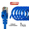 ITBEBE Cat6 Ethernet Cable Snagless RJ45 Network Patch Cables Pre-Terminated with 3 Micron Gold-Plated Contacts and Strain Relief for Crystal Clear High-Speed Data Transfers (5-Feet, 5-Pack)